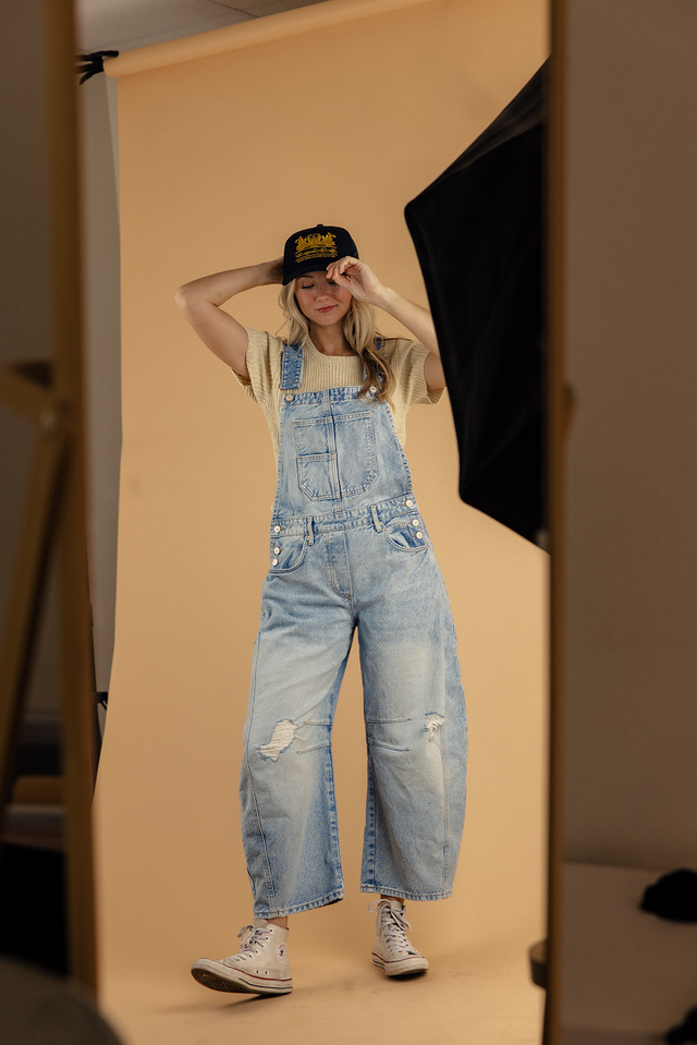 Free People Good Luck Barrel Overalls
