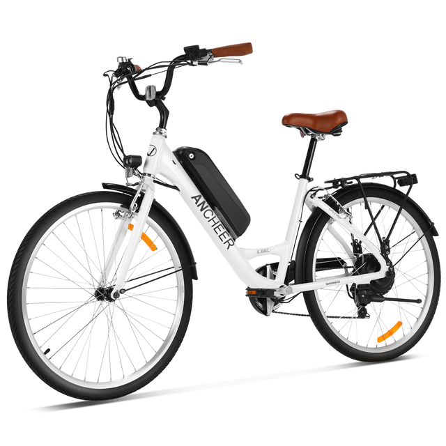 ANCHEER 350W Electric Bicycle, 26” Electric City Bike with 48V/10.4 Ah Removable Battery Step Through Commuter Ebike for Woman Man-AN5801