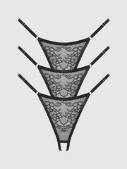 Chiara Crotchless Lace Thong 3 Pack