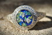 Bedazzled Filigree Circle Opal Cremation Ring