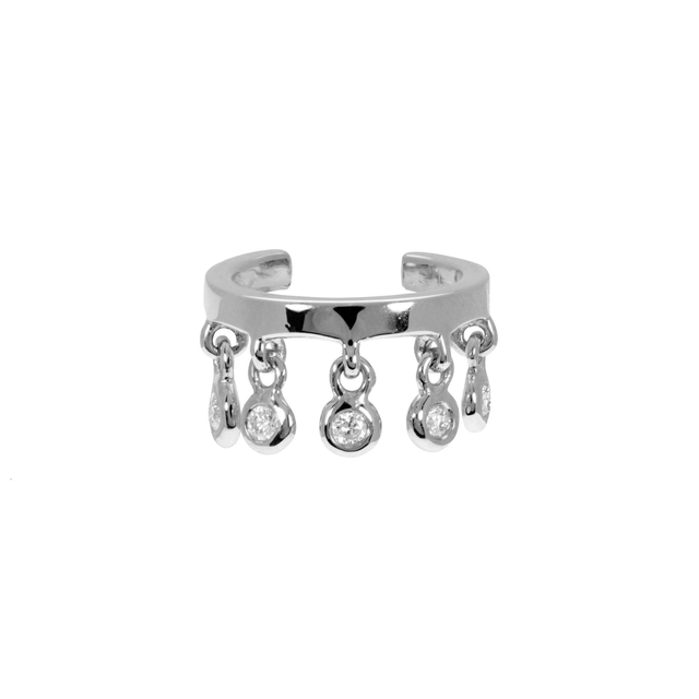 5 Hanging Diamond Bezel Ear Cuff
