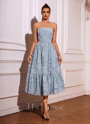 A-line Straight Tea-Length Chiffon Cocktail Dress (016419847)
