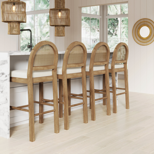 Boucle Bar Stools Light Brown (Set of 4)