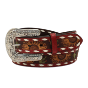 Angel Ranch Ladies Sunflower Cactus Red Western Leather Belt D140001104