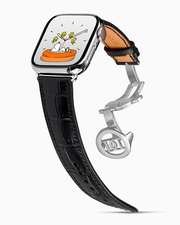 Caiman Calf | Noir | for Apple Watch Series 4-9, SE (40/41MM)