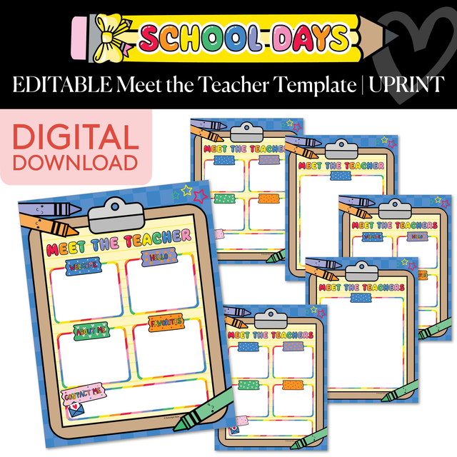 Printable Bright Rainbow Editable Meet the Teacher Flyers | School Days