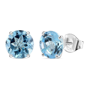 Skyblue Topaz Solitaire Stud Earrings in Sterling Silver 4.83 Ct