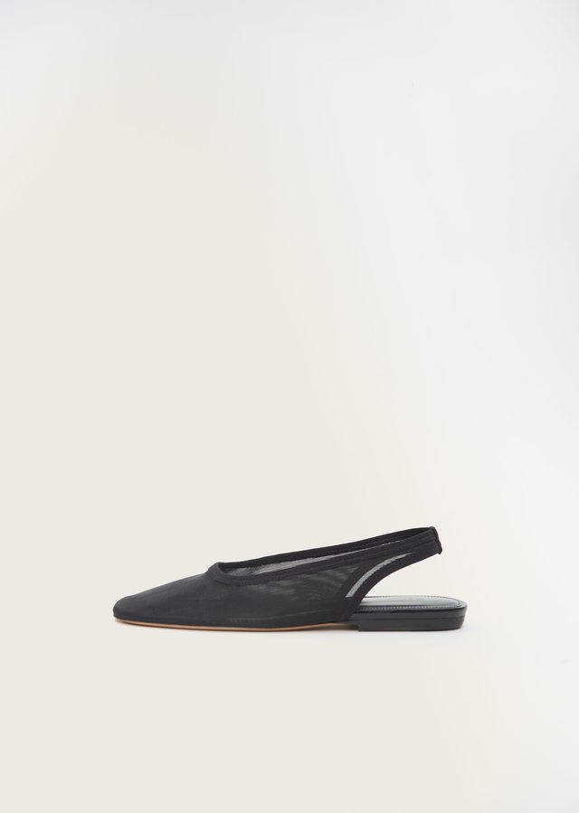 Mesh Slingback Ballet — Black