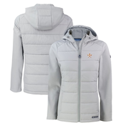 Women's Houston Astros  Cutter & Buck Gray Evoke Hybrid Eco Softshell Recycled Full-Zip Hoodie Jacket