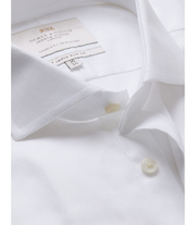 White Herringbone Slim Shirt - Windsor Collar - French Cuff