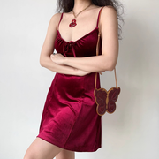 Velvet Hunny A-Line Dress ~ HANDMADE // Wine Red