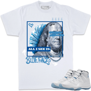 Jordan 11 Legend Blue Columbia 11s Sneaker Tees : Shirt to Match : Blue Faces