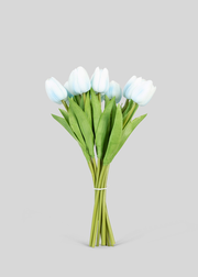 Light Blue Tulip Real Touch Fake Flower Bundle of 12