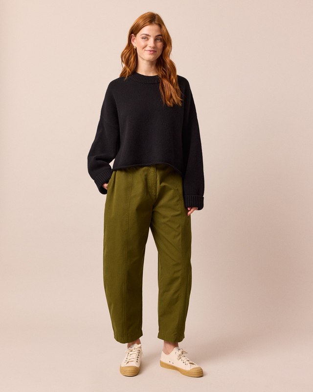 Millie Dark Olive Cotton Trousers
