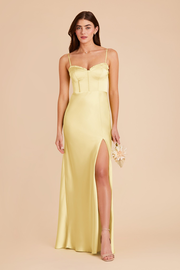 Jessica Matte Satin Dress - Lemon Sorbet