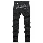 Star Patch Ripped Cotton Pants
