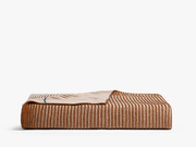 Organic Two Tone Rib Knit Throw (Bone and Tobacco)