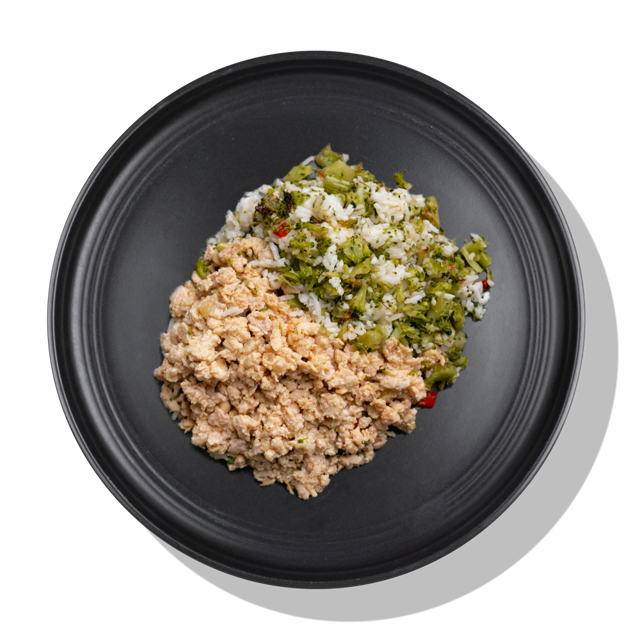 Lean Ground Chicken with Rice & Broccoli
