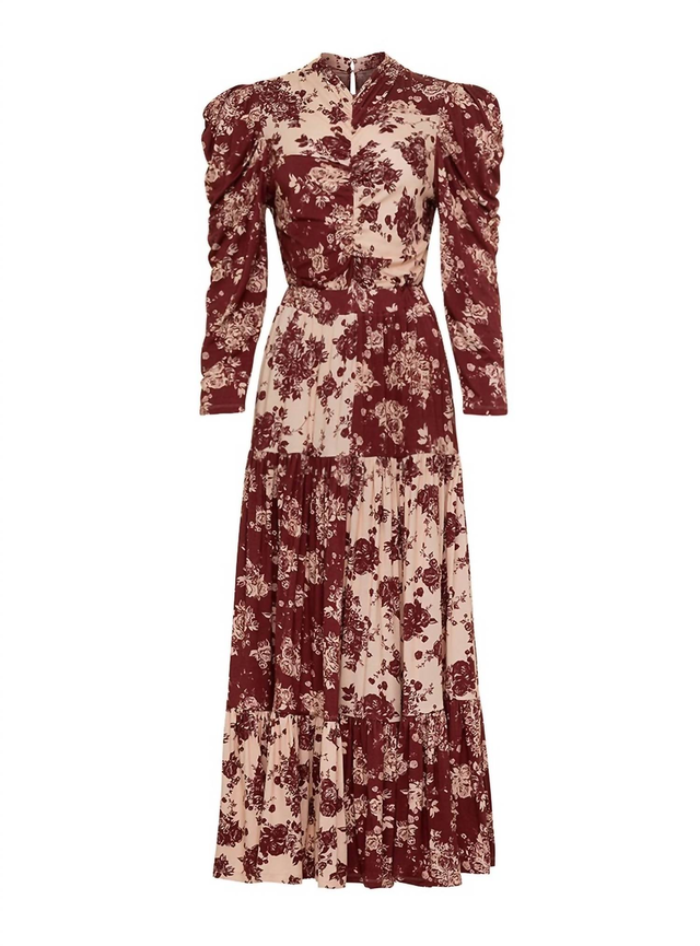 Anna Cate Brie Knit Maxi Dress In Burgundy Floral