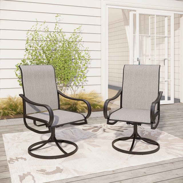 PHI VILLA Patio Textilene Swivel Chair Outdoor Dining Set