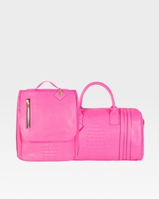 Neon Pink Apollo 2 Faux Crocodile Skin Travel Set