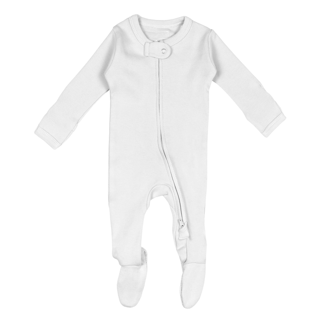Organic 2-Way Zipper Footie in White