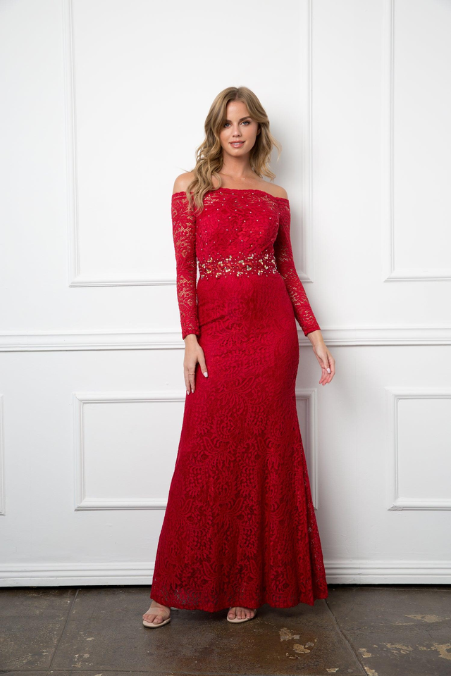 Eva Fashion 3287 Long Formal Lace Evening Dress