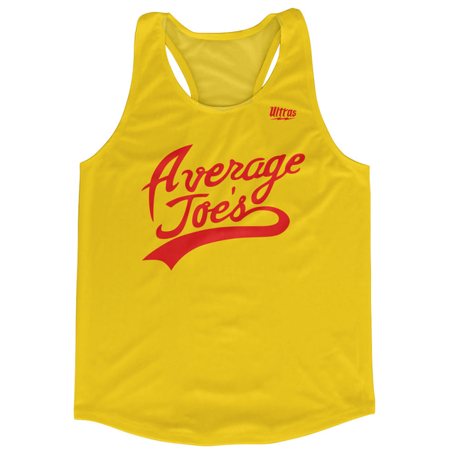 Average Joes Cursive Logo Running Racerback Tank Track Singlet Jersey Made In USA - Yellow