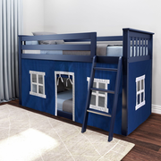Twin Over Twin Low Bunk Bed With Curtain
