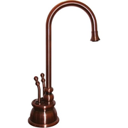 Whitehaus Point Of Use Instant Hot/cold Water Faucet With Gooseneck Spout And Self Closing Hot Water Handle In Antique Copper WHFH-HC4550-ACO