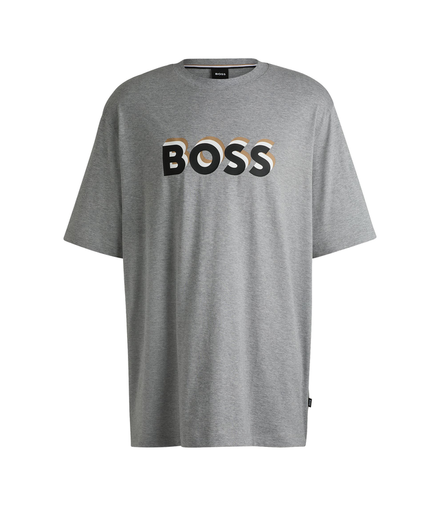 Cotton-jersey T-shirt with layered-effect logo