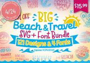 One Day Throwback! Big Beach & Travel SVG + Font Bundle