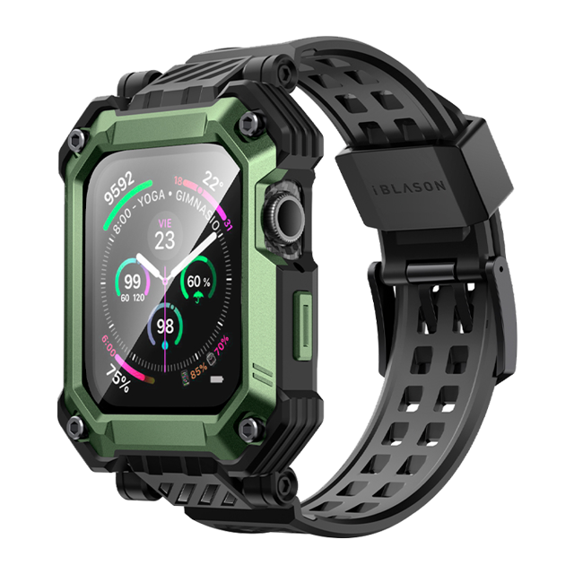 Apple Watch 45mm Armorbox Case with Tempered Glass Screen Protectors - Dark Green