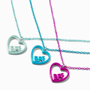 best friends metallic heart script "bff" necklaces - 3 pack