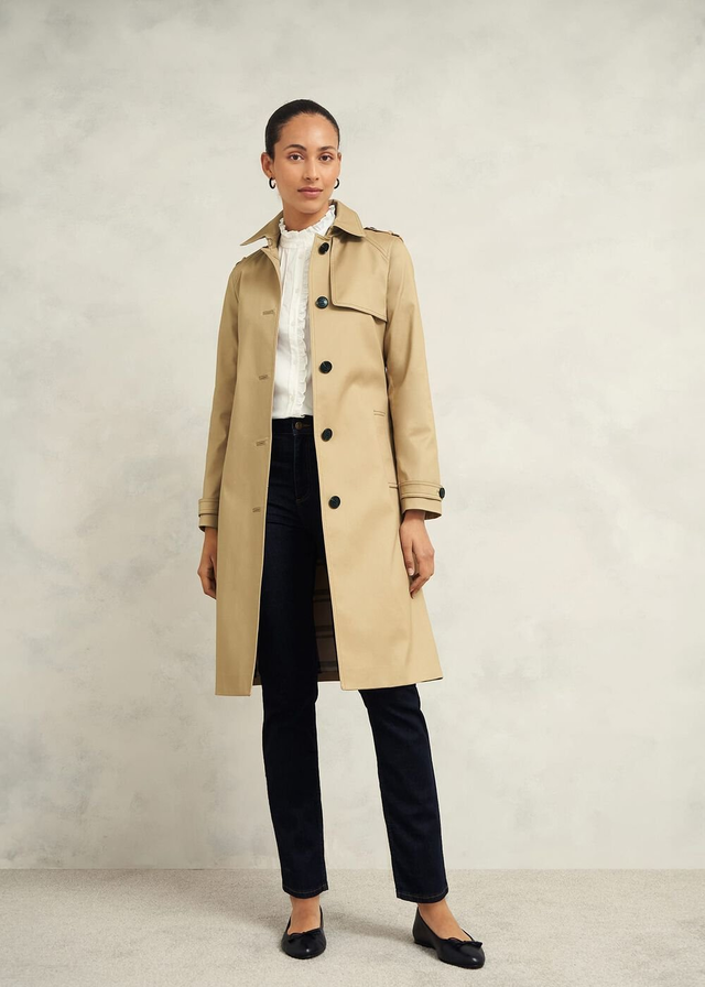 Petite Hallie Shower Resistant Trench Coat
