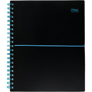 Mead® 2025-2026 Basic Bungee Weekly Monthly Planner, Black with Blue Bungee, Large, 8 1/2" x 11"