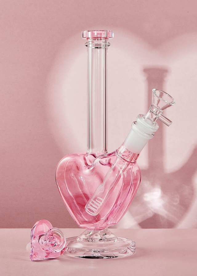 PINK HEART BONG with matching heart bowl