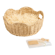 Round Gold Scallop Gift Basket Kit with Handles