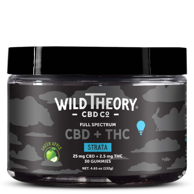 Wild Theory Strata Full Spectrum CBD THC Gummies - 2.5mg THC + 25mg CBD - Green Apple