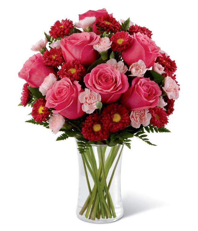Pink Roses Heart Bouquet at Send Flowers