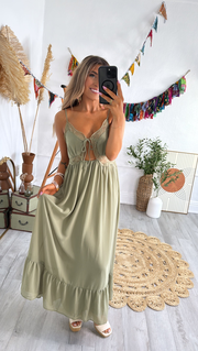Laurel Lace Maxi Dress, Olive