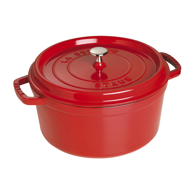 Staub Cast Iron - Round Cocottes 7 qt, Round, Cocotte, Cherry