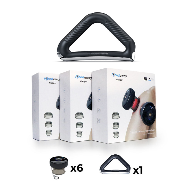 Massage Set Up Bundle - Achedaway Heated Scraper (1) + Achedaway Cupper (3 Pairs)