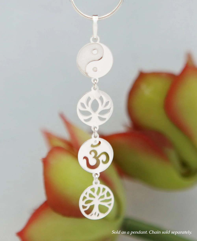 Lotus, Yin Yang, Tree of Life, Om Pendant in Sterling Silver