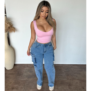 Drake Multi Pocket Cargo Jeans (Lt Blue)