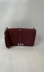 Rebecca Minkoff Womens Chevron Red Quilted Tassel Chain Strap Crossbody Bag