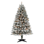 (A23) Pre-Lit LED Flocked Canadian Fir Christmas Tree, 5'