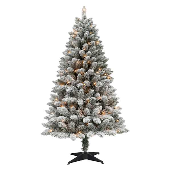 (A23) Pre-Lit LED Flocked Canadian Fir Christmas Tree, 5'