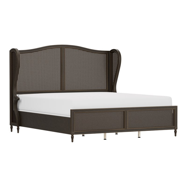 Hillsdale Sausalito Transitional Wood King Bed with Wing Back in Bronze