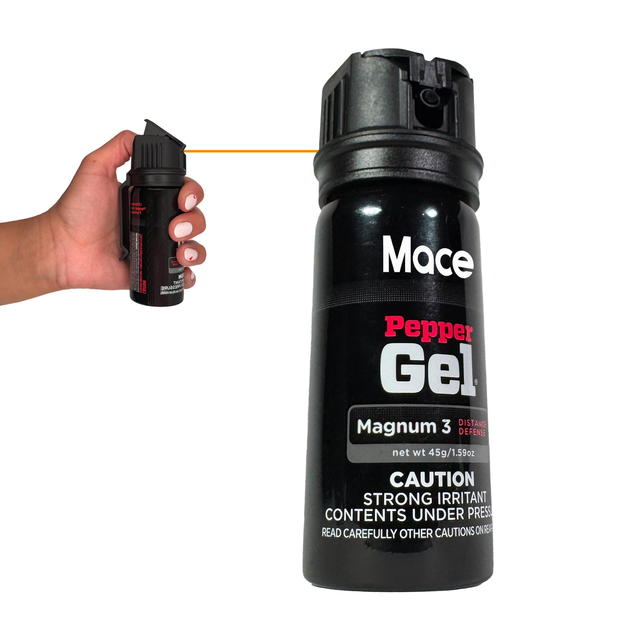 Non-lethal home and vehicle defense, Mace pepper spray gel with clip, 18 ft range, Made in the USA